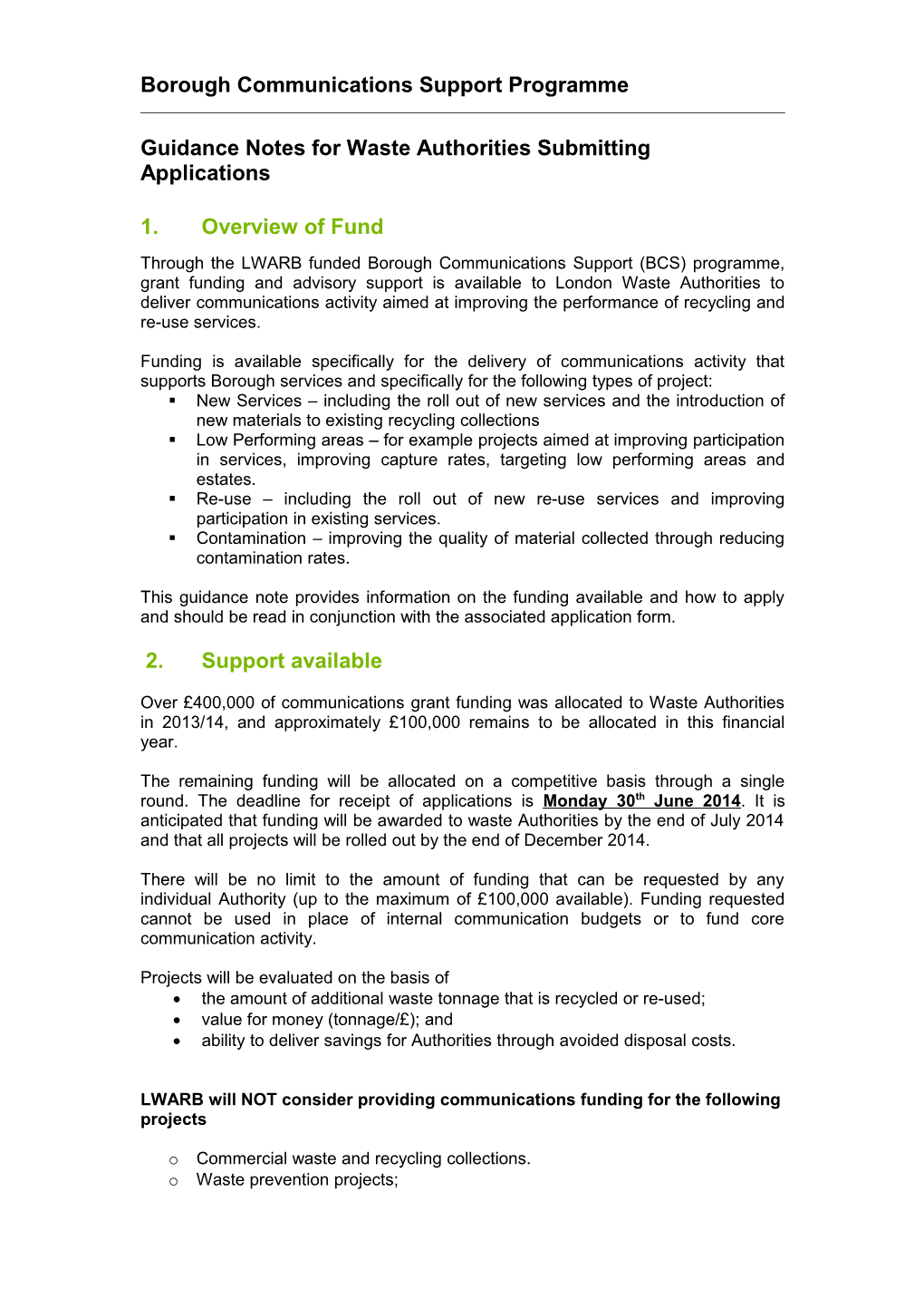 Board Paper Title: Standing Orders for the London Waste and Recycling Board