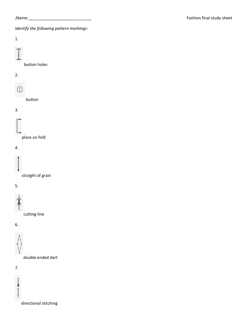 Name:______Fashion Final Study Sheet