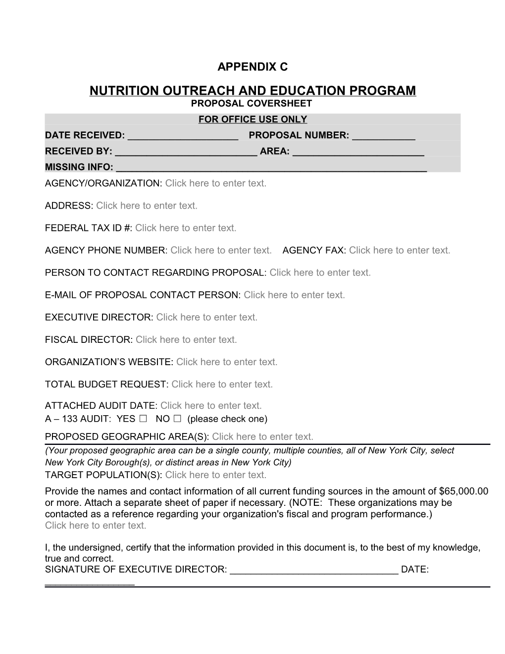 Nutrition Outreach and Education Program