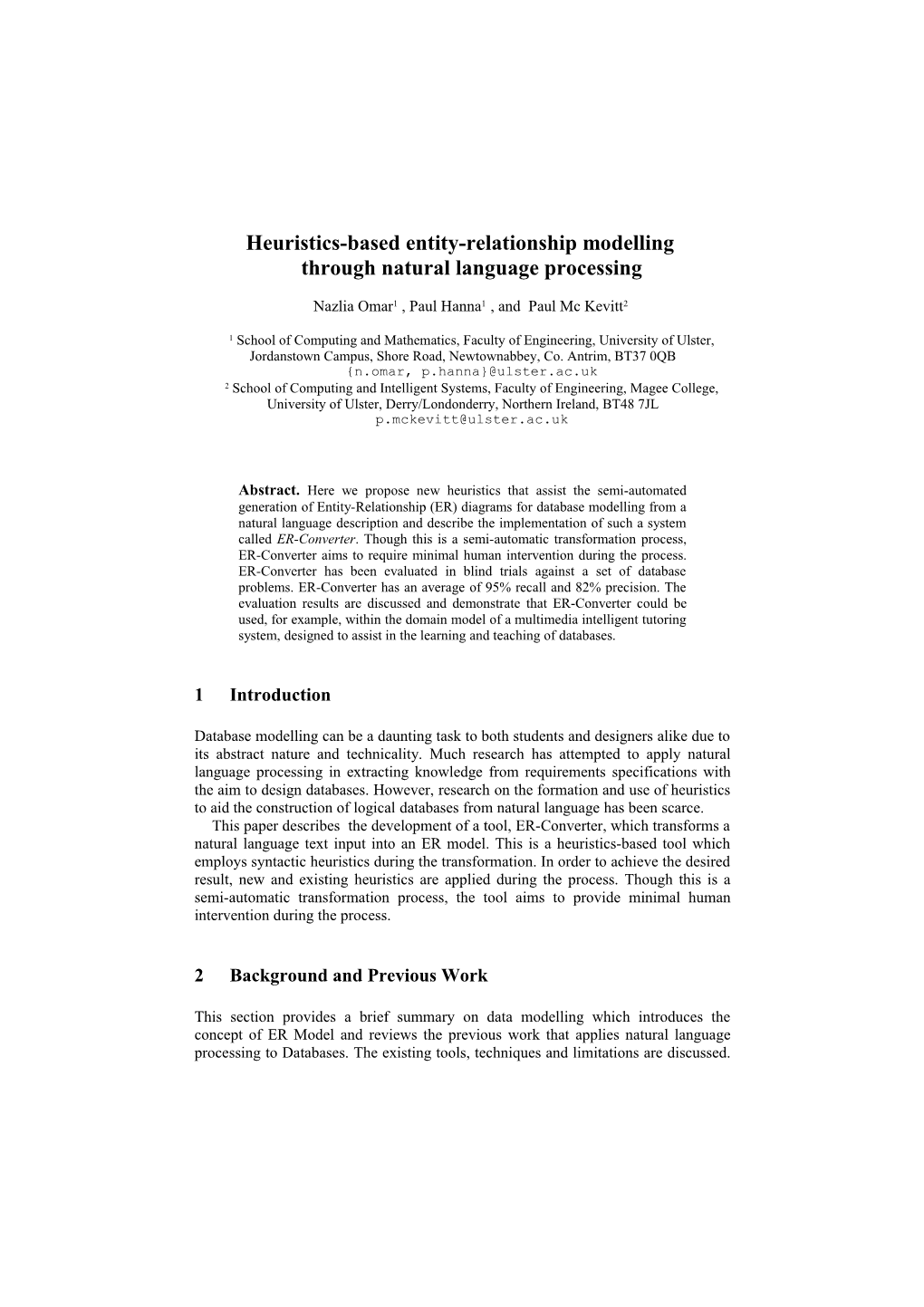 Semi-Automatic Entity-Relationship Modelling