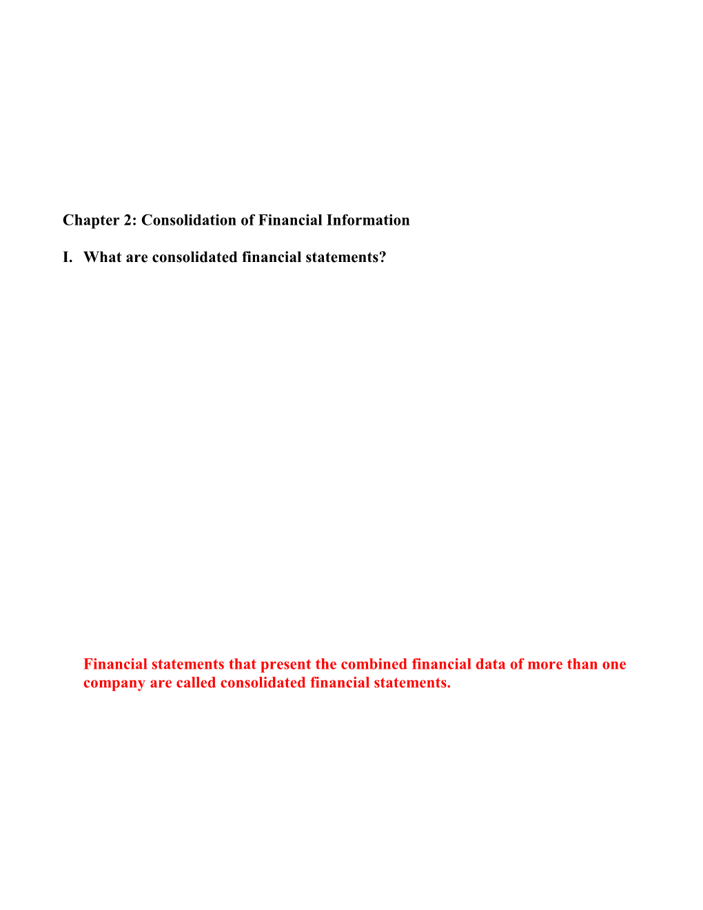 Chapter 2: Consolidation of Financial Information