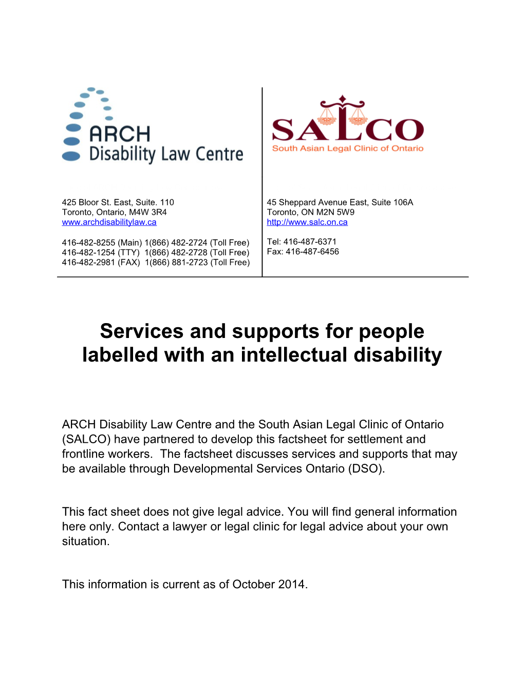 Services and Supports for People Labelled with an Intellectual Disability