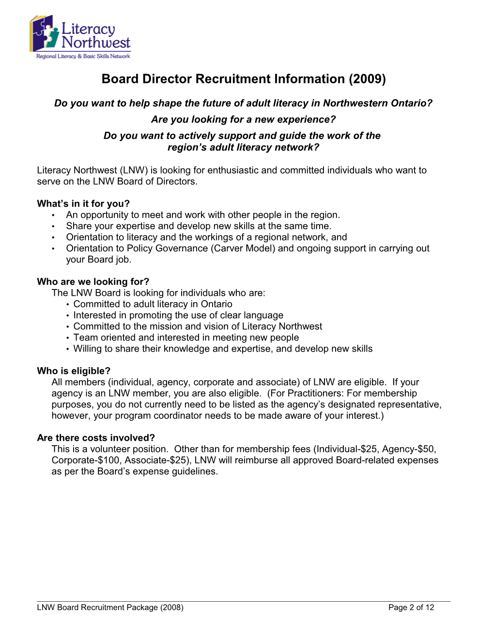 Board Director Recruitment Information