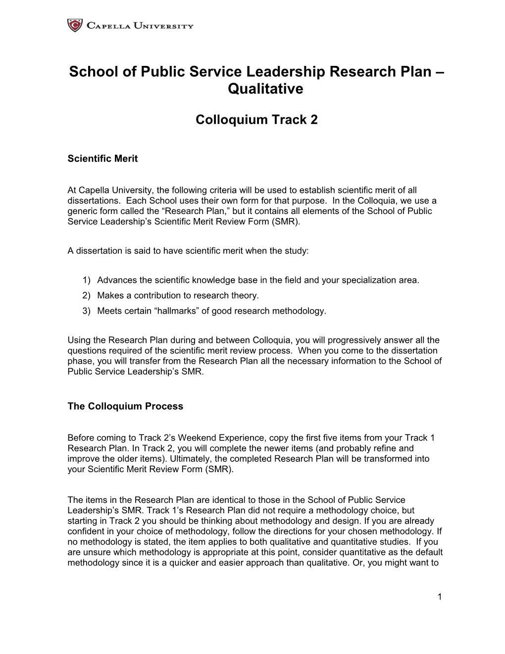 School of Public Service Leadership Research Plan Qualitative