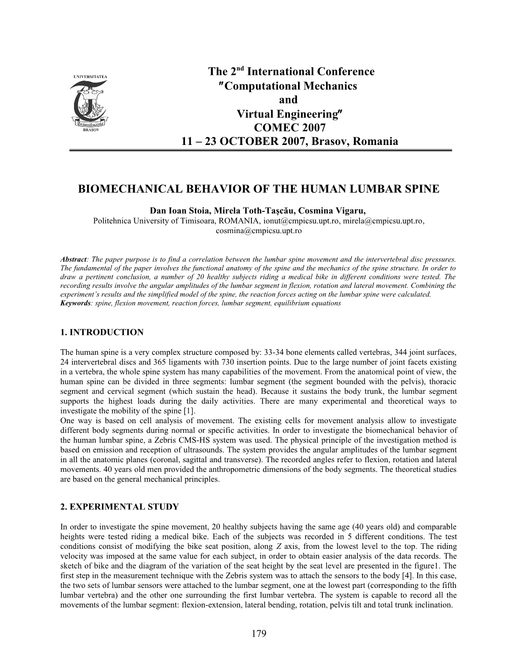 Biomechanical Behavior of the Human Lumbar Spine