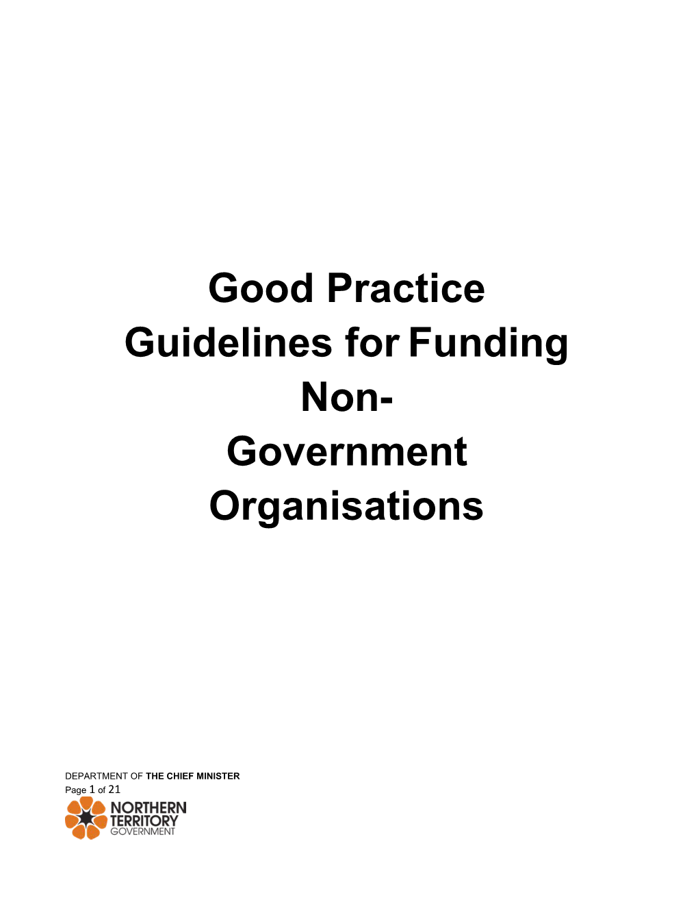 Good Practice Guidelines for Funding Non-Government Organisations