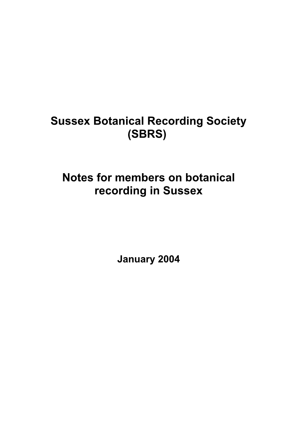 Sussex Botanical Recording Society (SBRS)