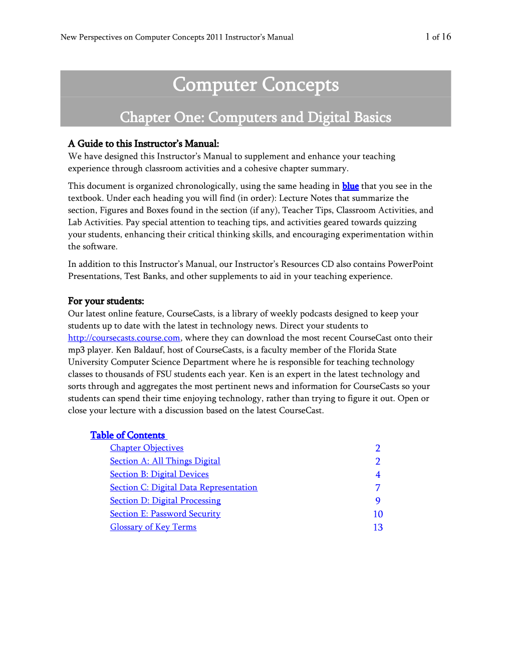 Chapter One: Computers and Digital Basics