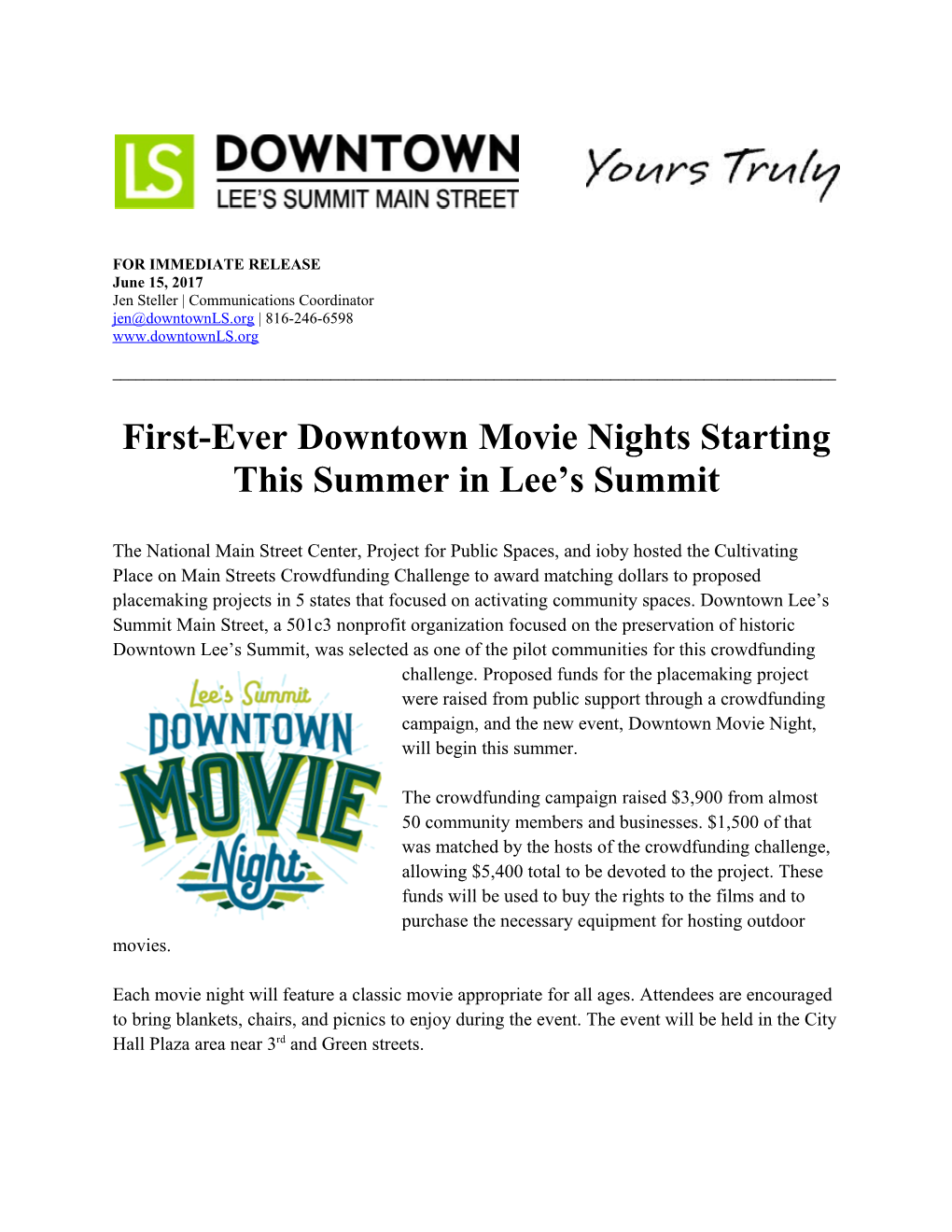 First-Ever Downtown Movie Nights Starting This Summer in Lee S Summit