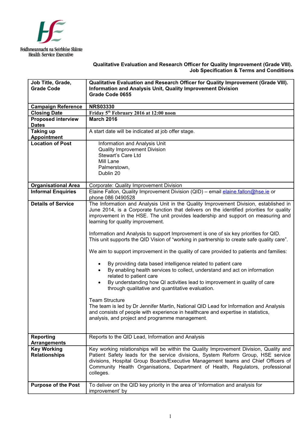 Qualitative Evaluation and Research Officer for Quality Improvement (Grade VIII)