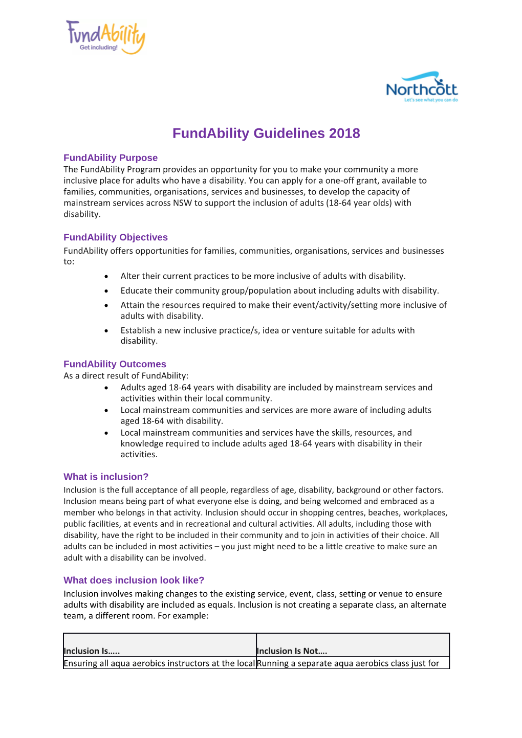 Fundability Guidelines 2018