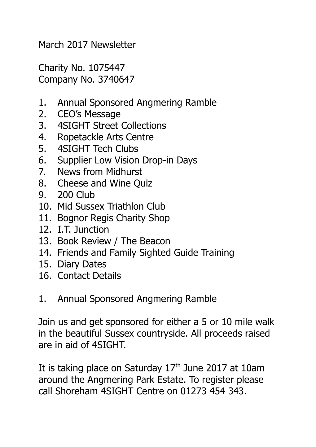 1. Annual Sponsored Angmering Ramble