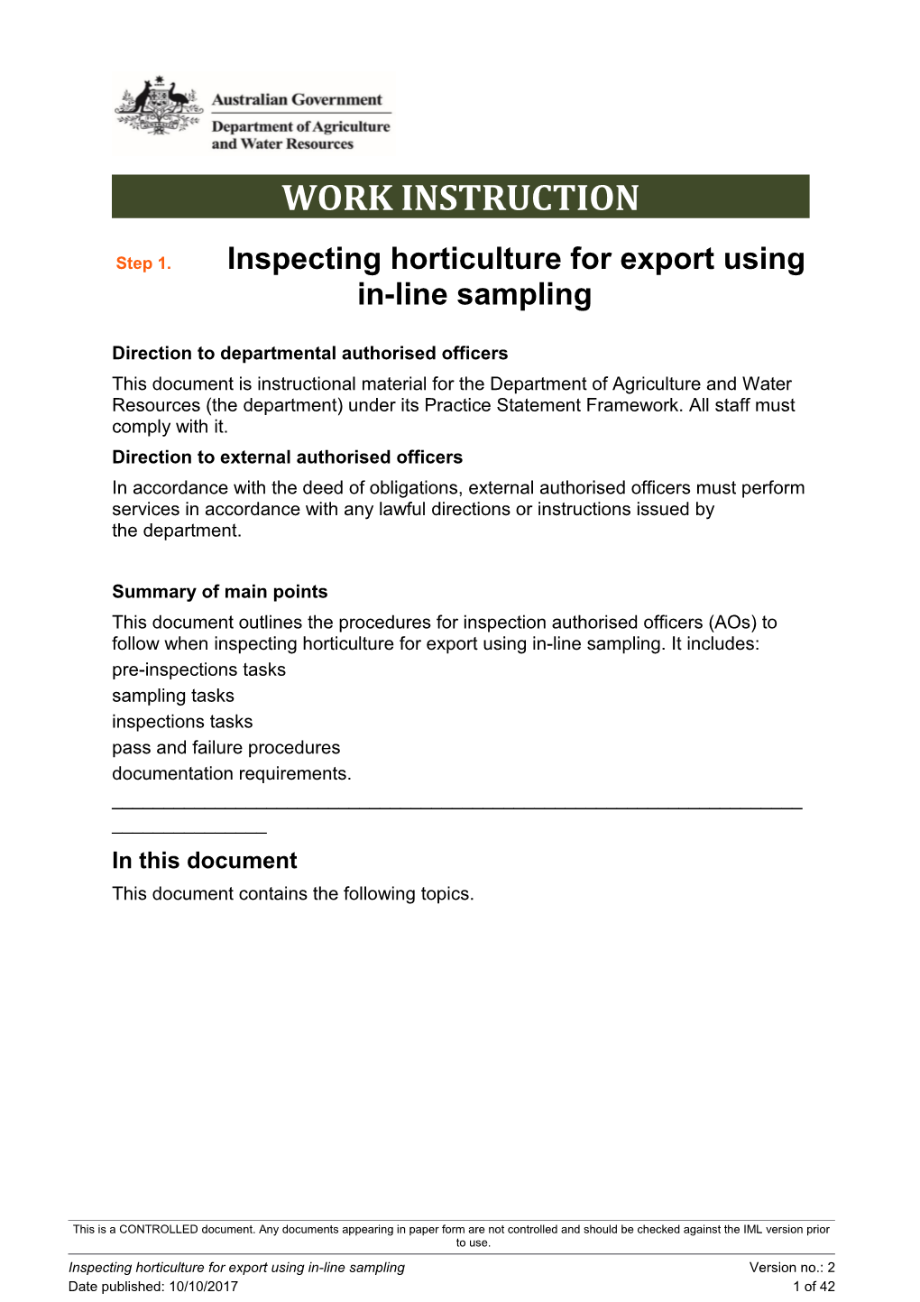 Inspecting Horticulture for Export Using In-Line Sampling
