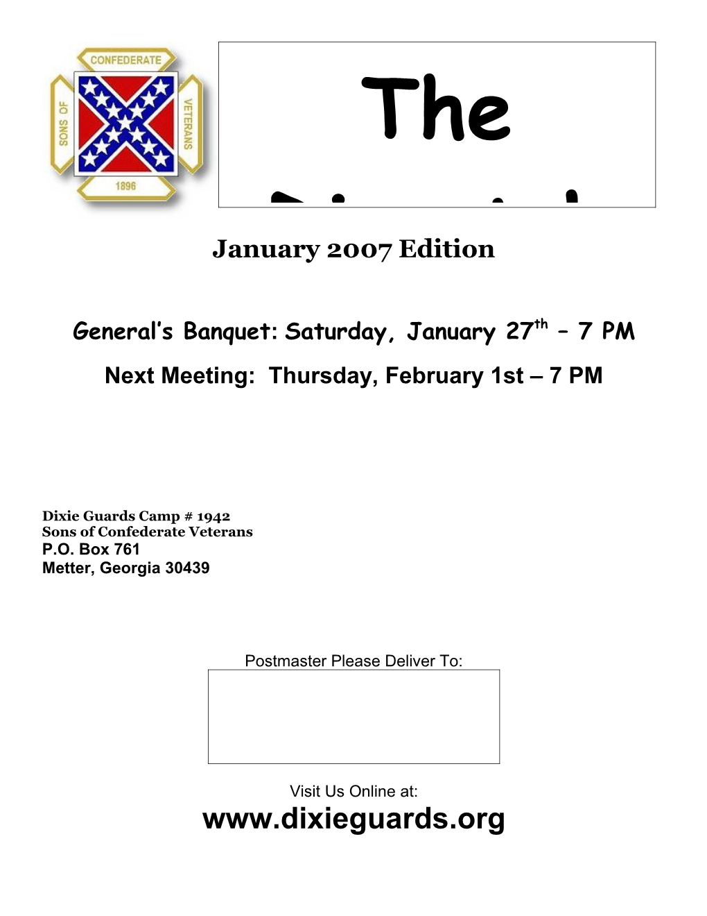 General S Banquet: Saturday, January 27Th 7 PM