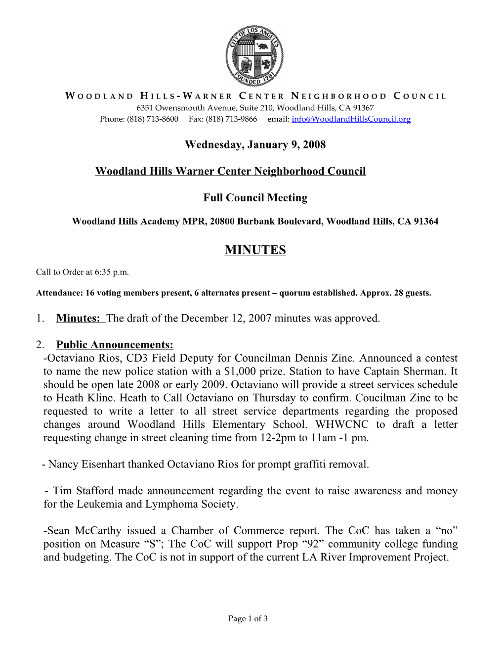 Woodlandhills-Warnercenter Neighborhood Council