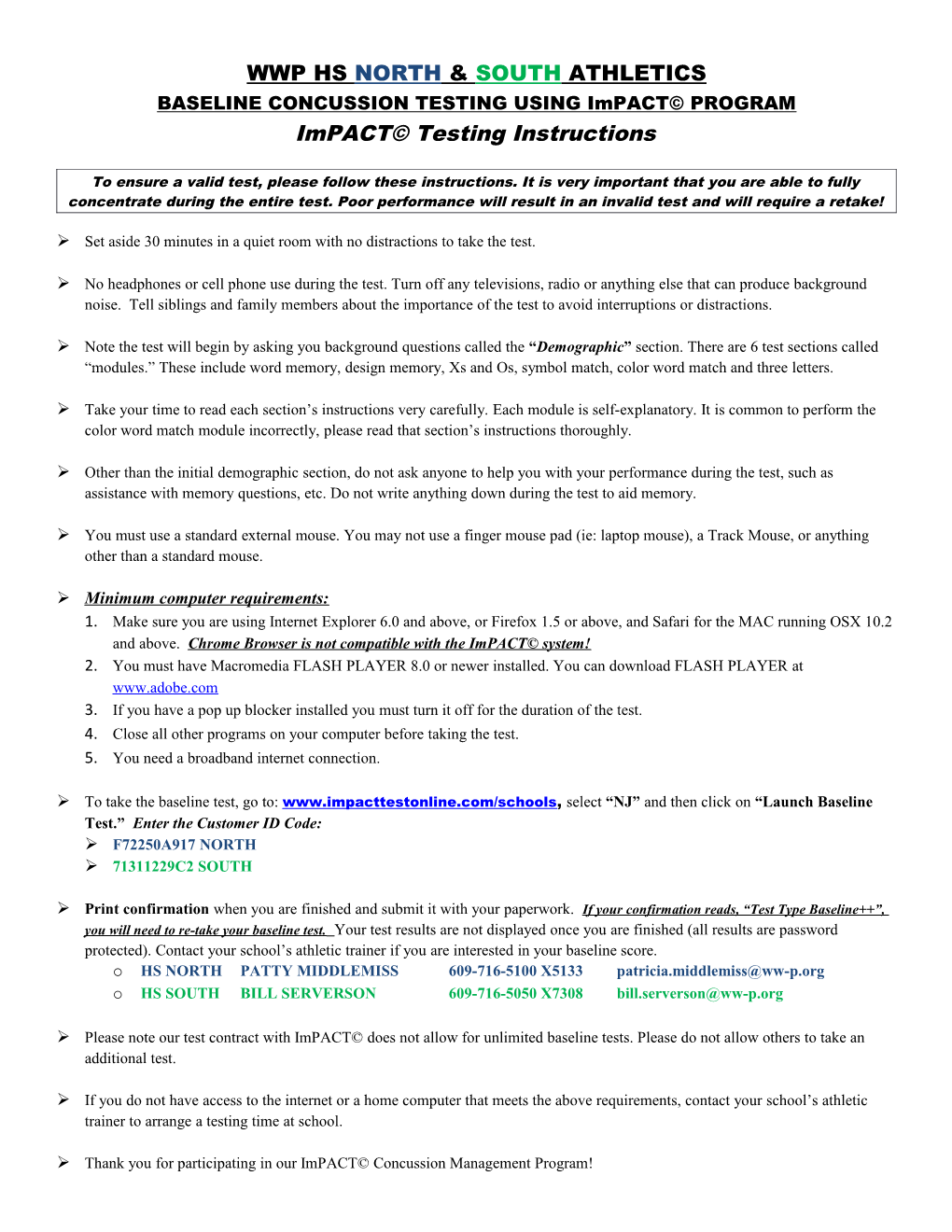 BASELINE CONCUSSION TESTING USING Impact PROGRAM