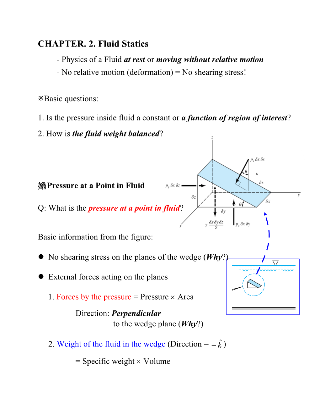 CHAPTER. 2. Fluid Statics