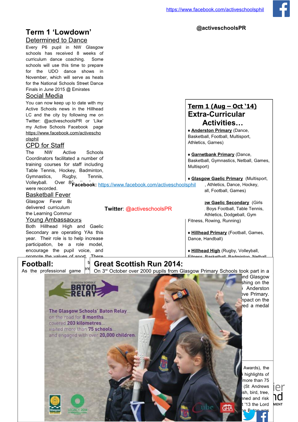Active Schools Newsletter Hillhead LC