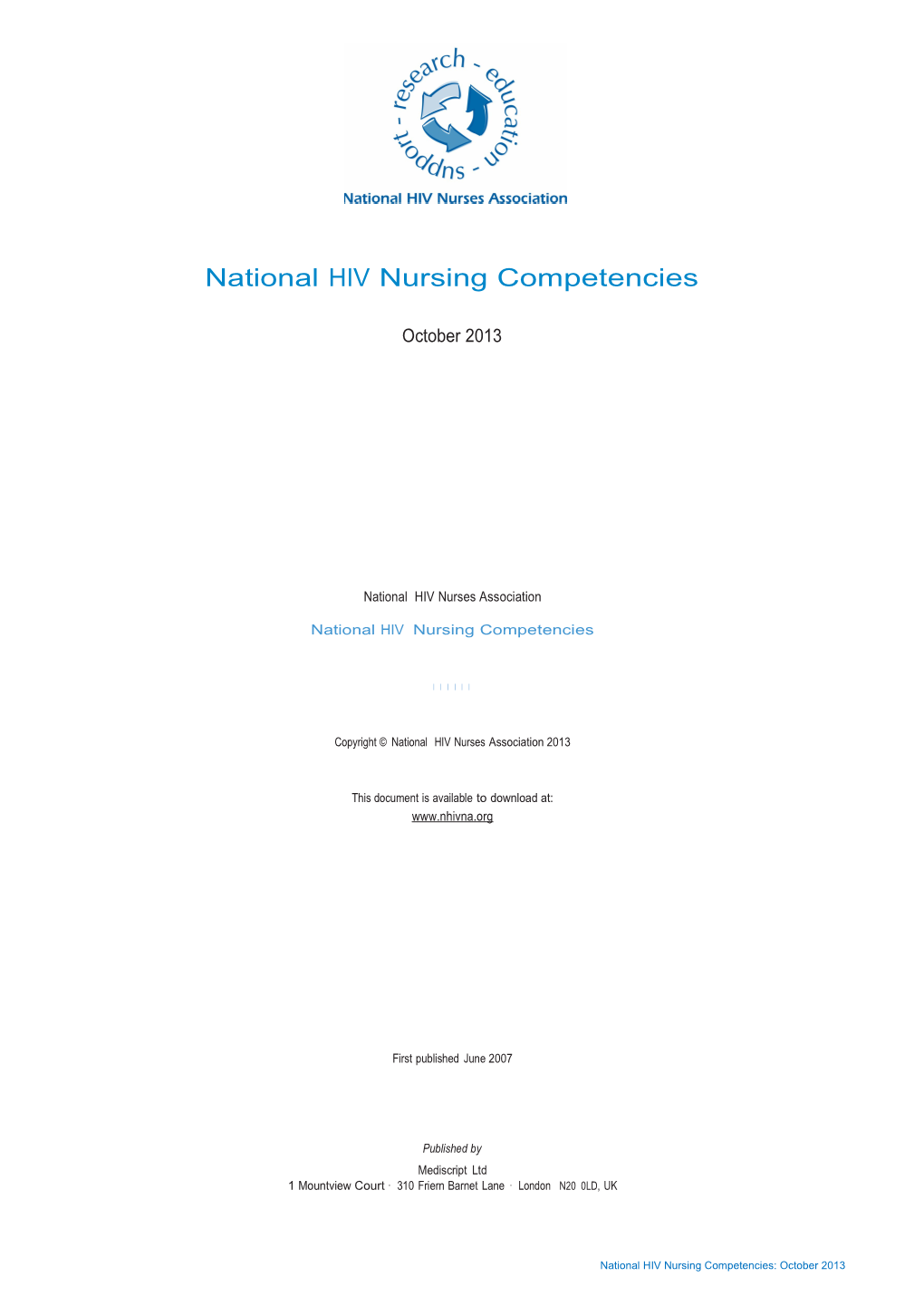 National HIV Nursing Competencies