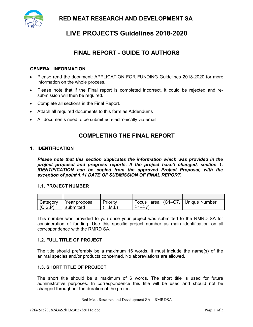 Final Report - Guide to Authors