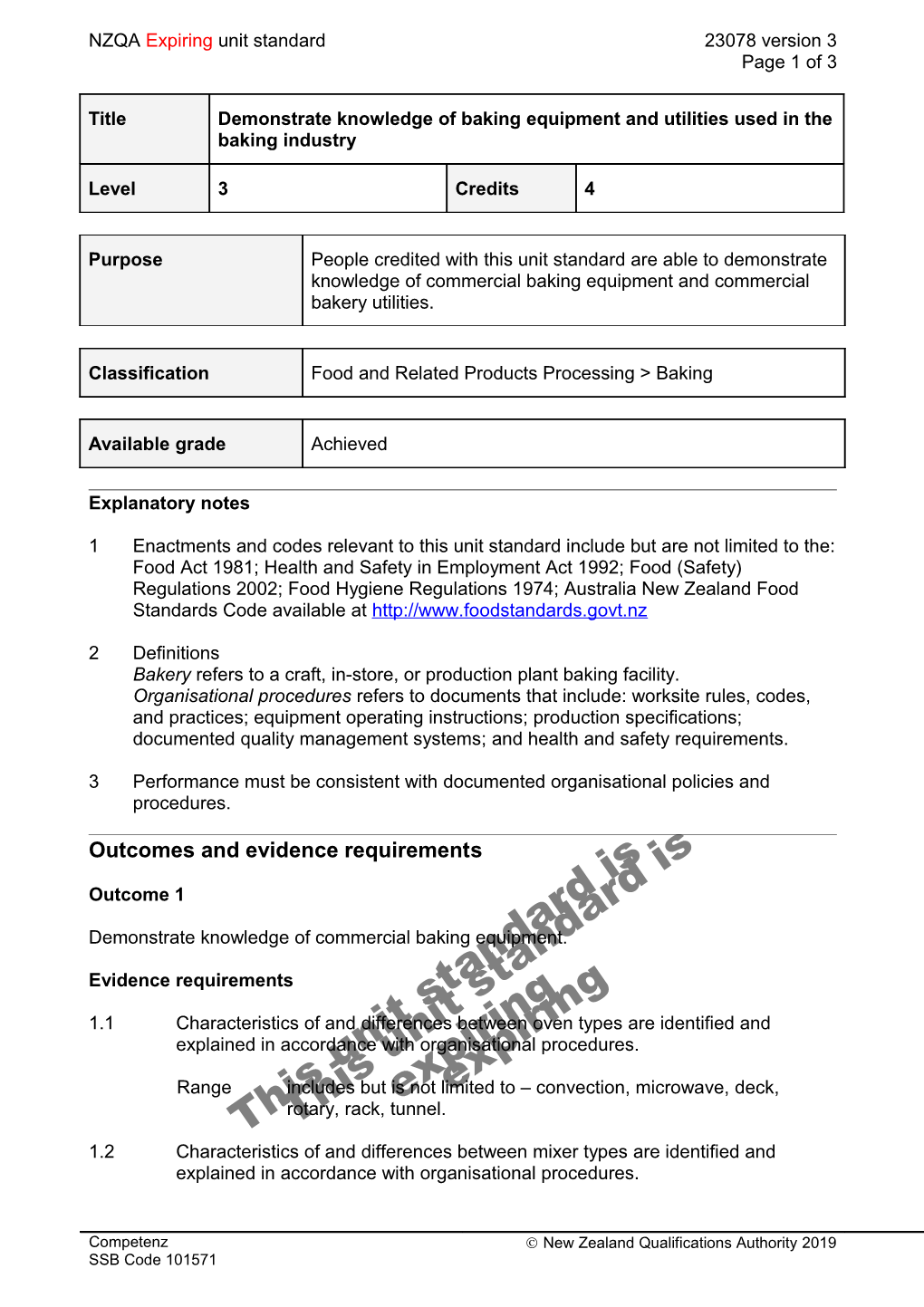 23078 Demonstrate Knowledge of Baking Equipment and Utilities Used in the Baking Industry