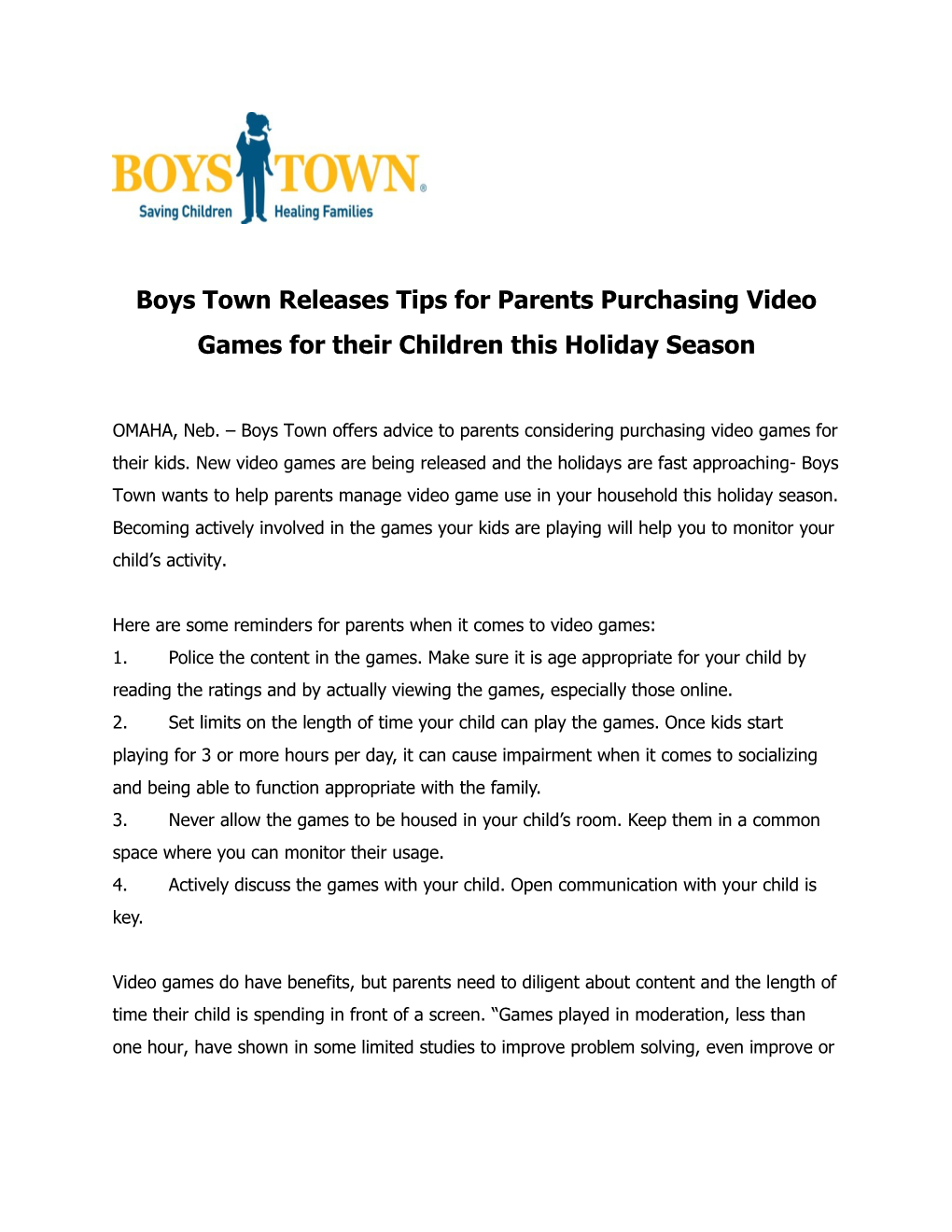 Boys Townreleases Tips for Parents Purchasing Video Games for Their Children This Holiday