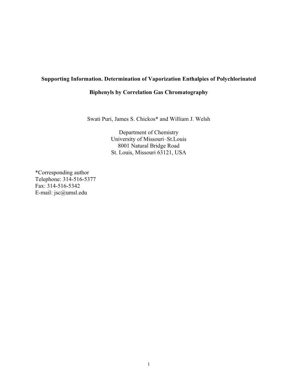 Determination of Vaporization Enthalpies of Polychlorinated Biphenyls by Correlation Gas