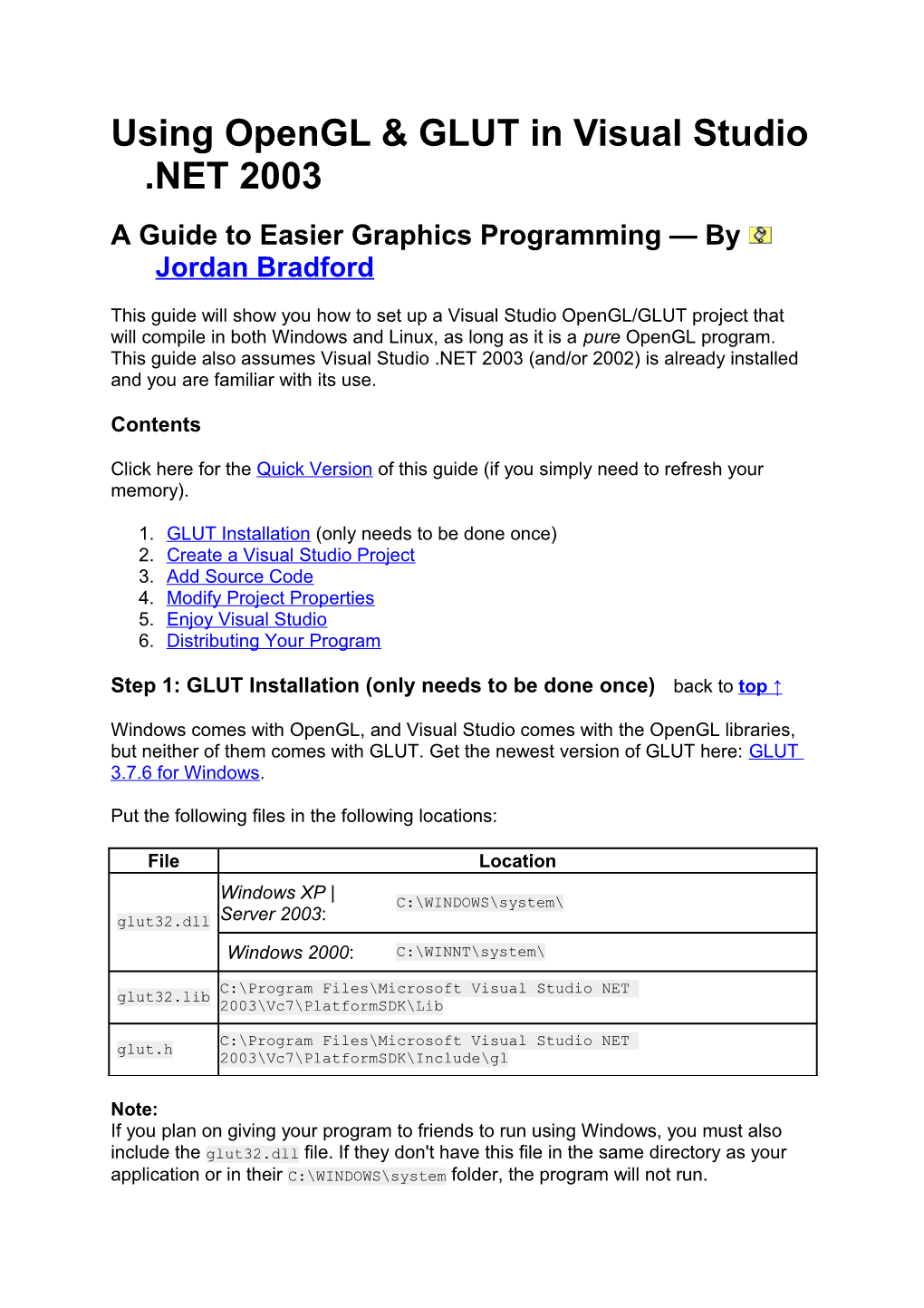 Using Opengl & GLUT in Visual Studio .NET 2003