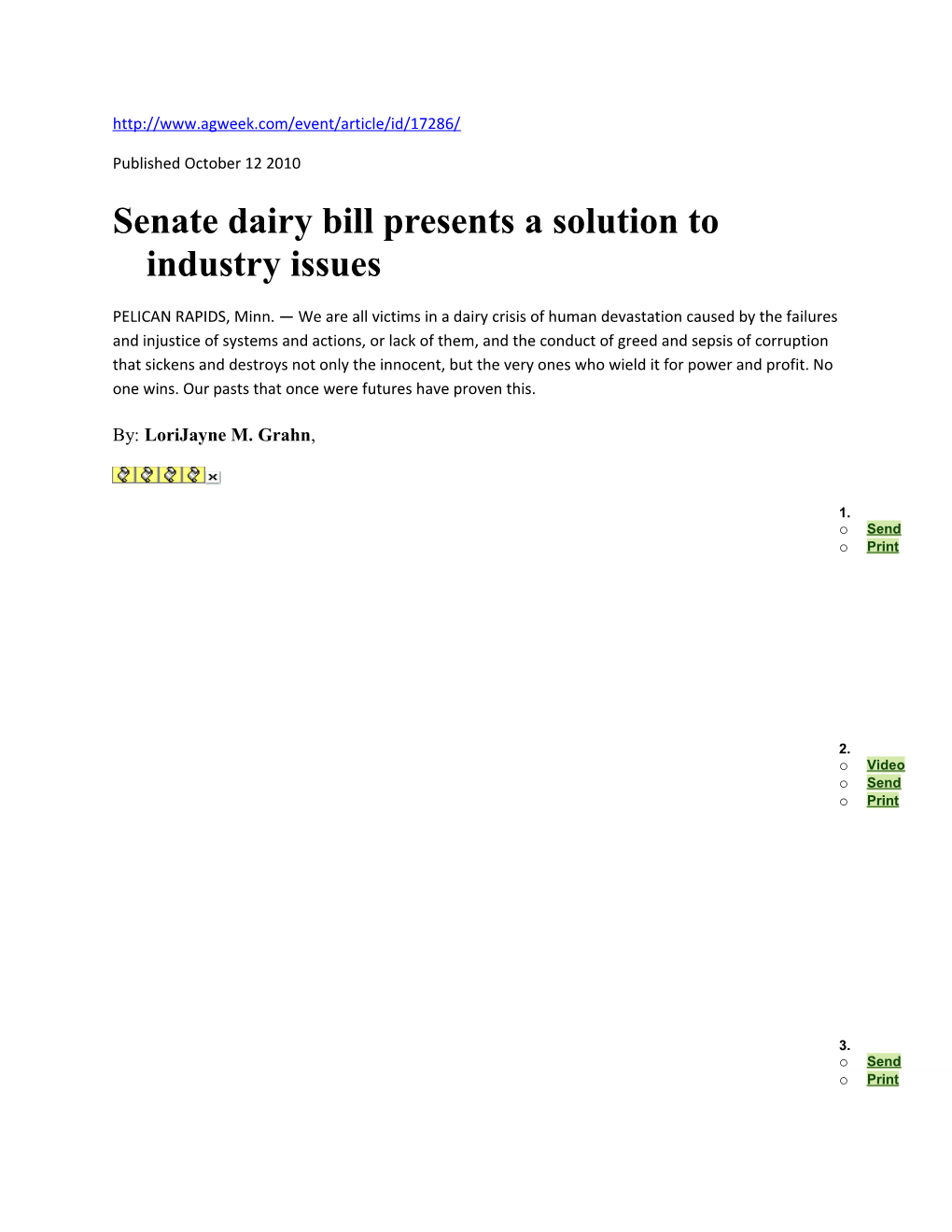 Senate Dairy Bill Presents a Solution to Industry Issues