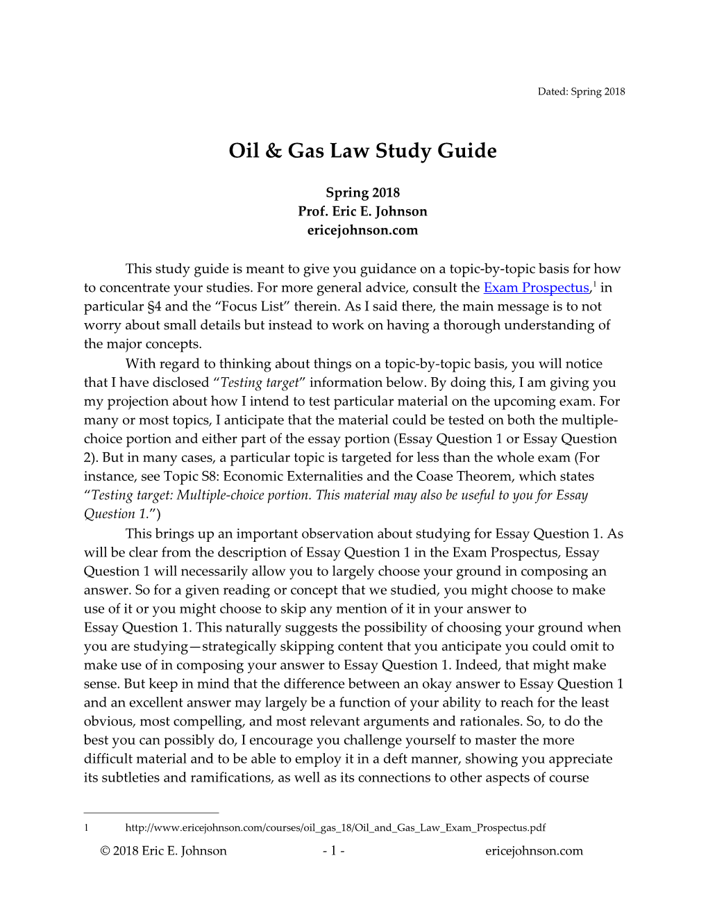 Oil and Gas Law Study Guide