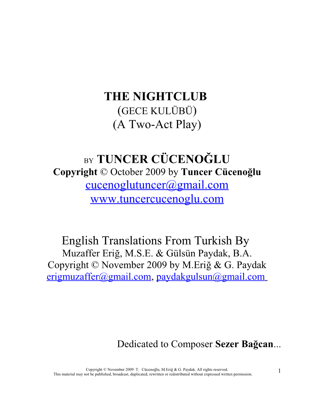 English Translations from Turkish By