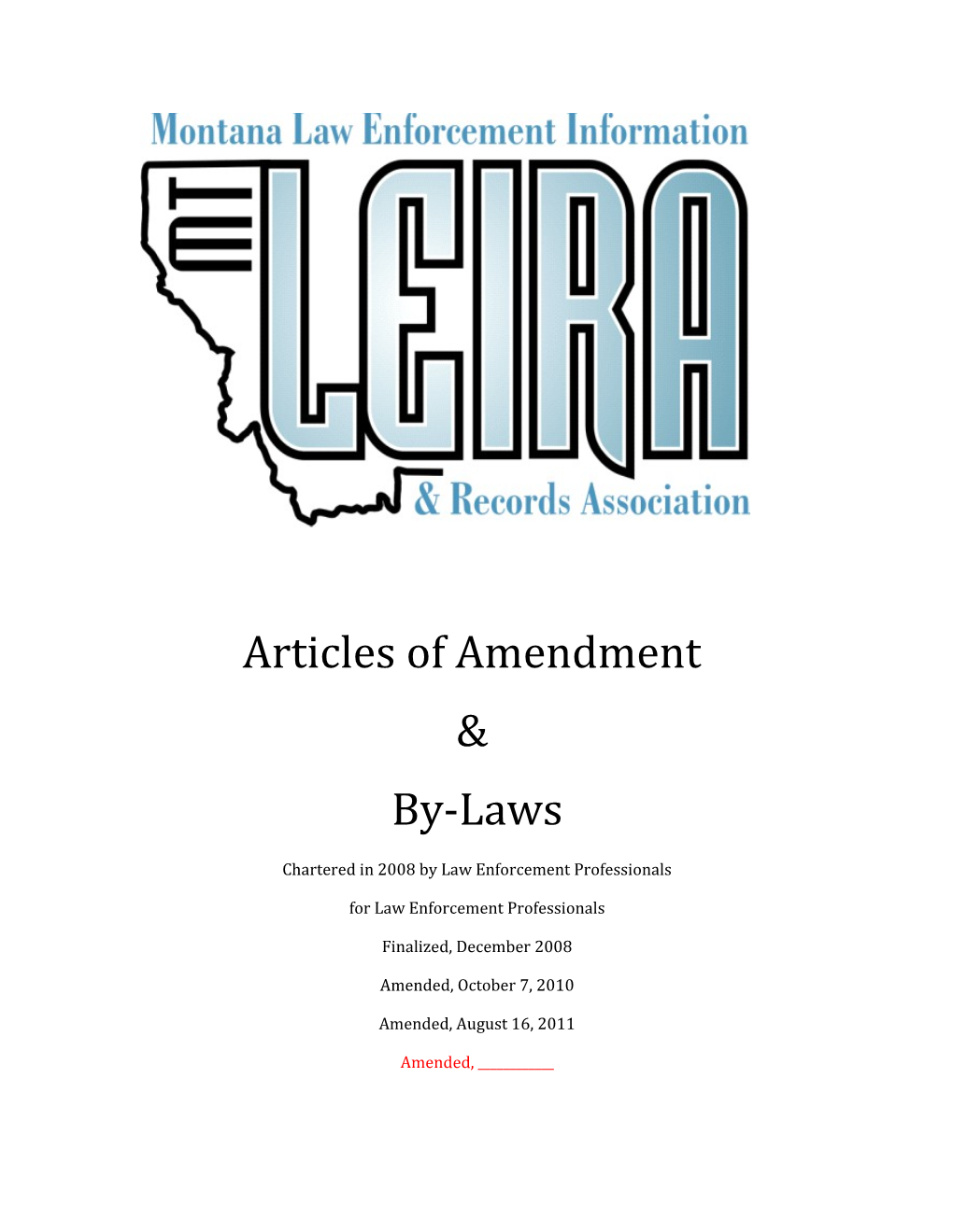Montana Law Enforcement Information and Records Association Articles of Incorporation And