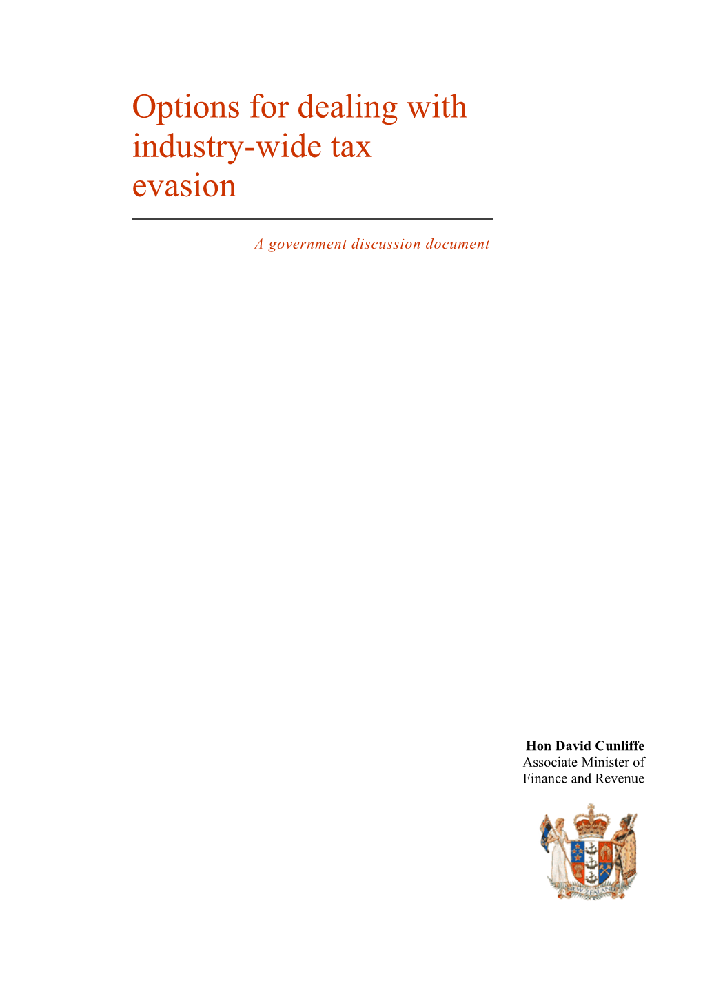 Options for Dealing with Industry-Wide Tax Evasion