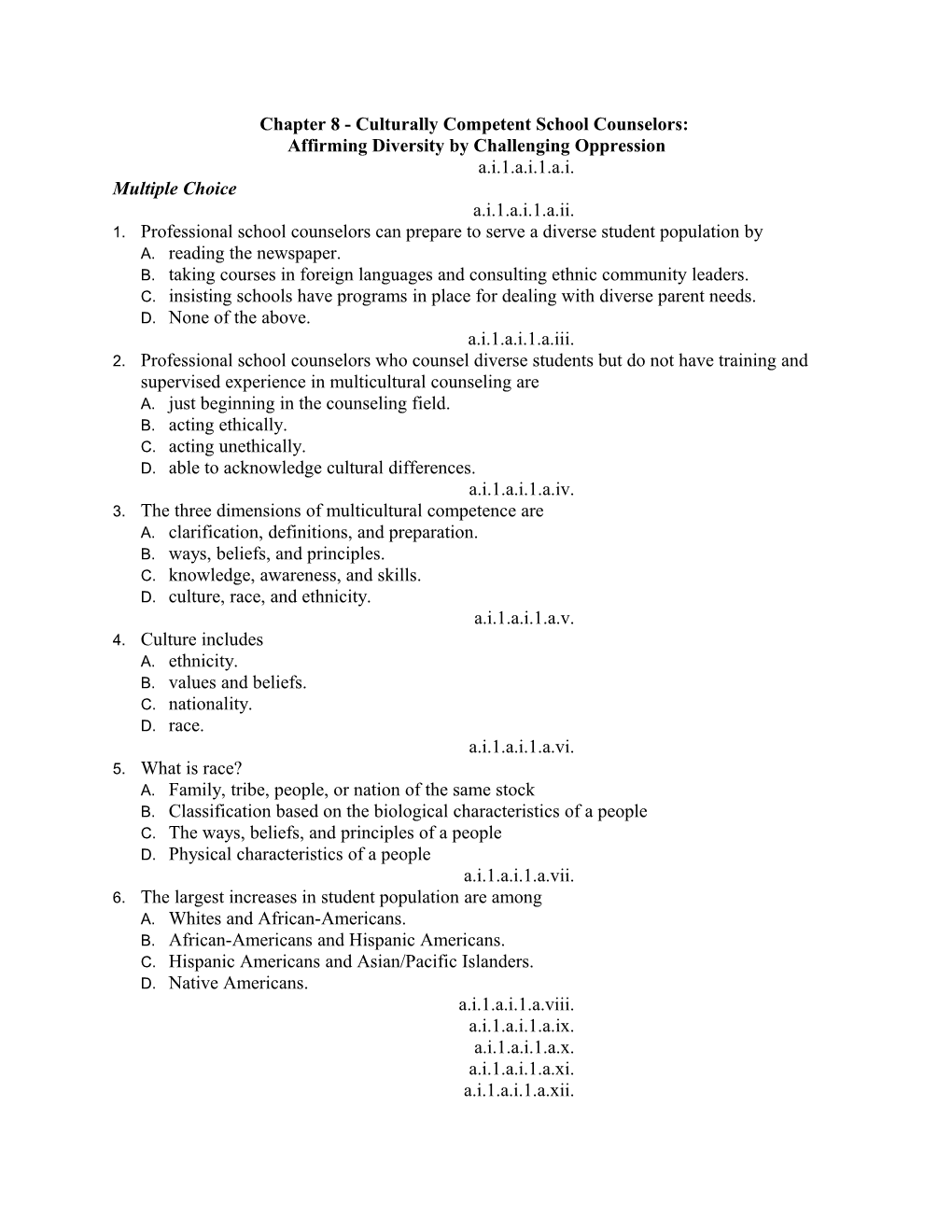 Chapter 8 - Culturally Competent School Counselors