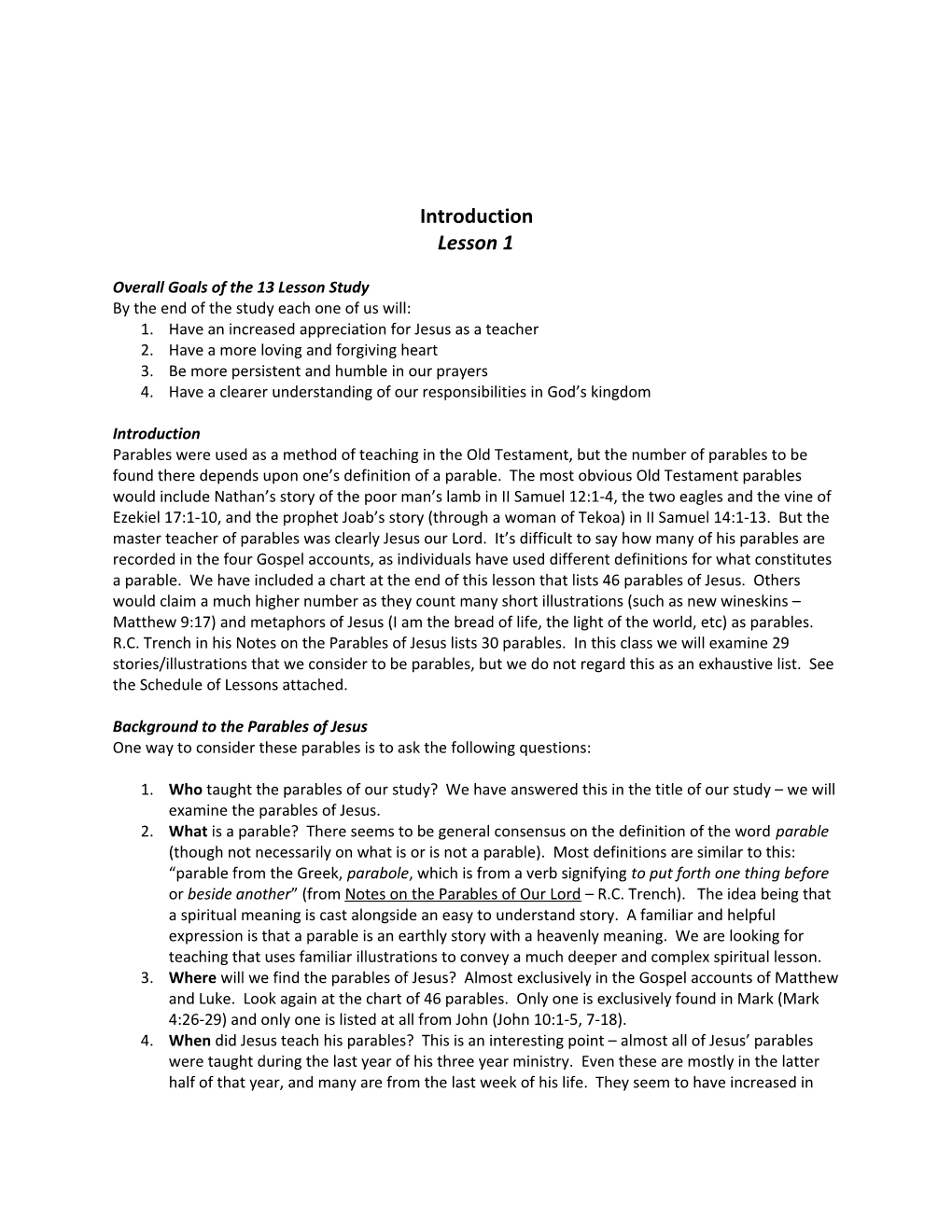 Overall Goals of the 13 Lesson Study