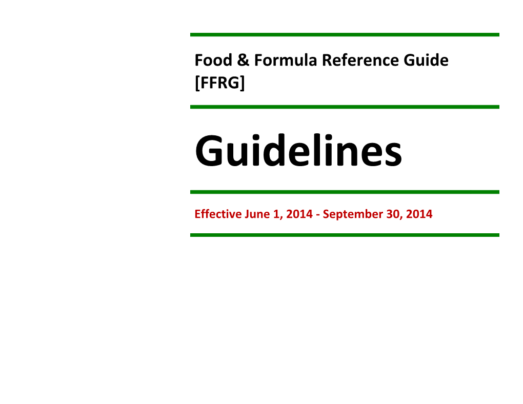 Food & Formula Reference Guide FFRG