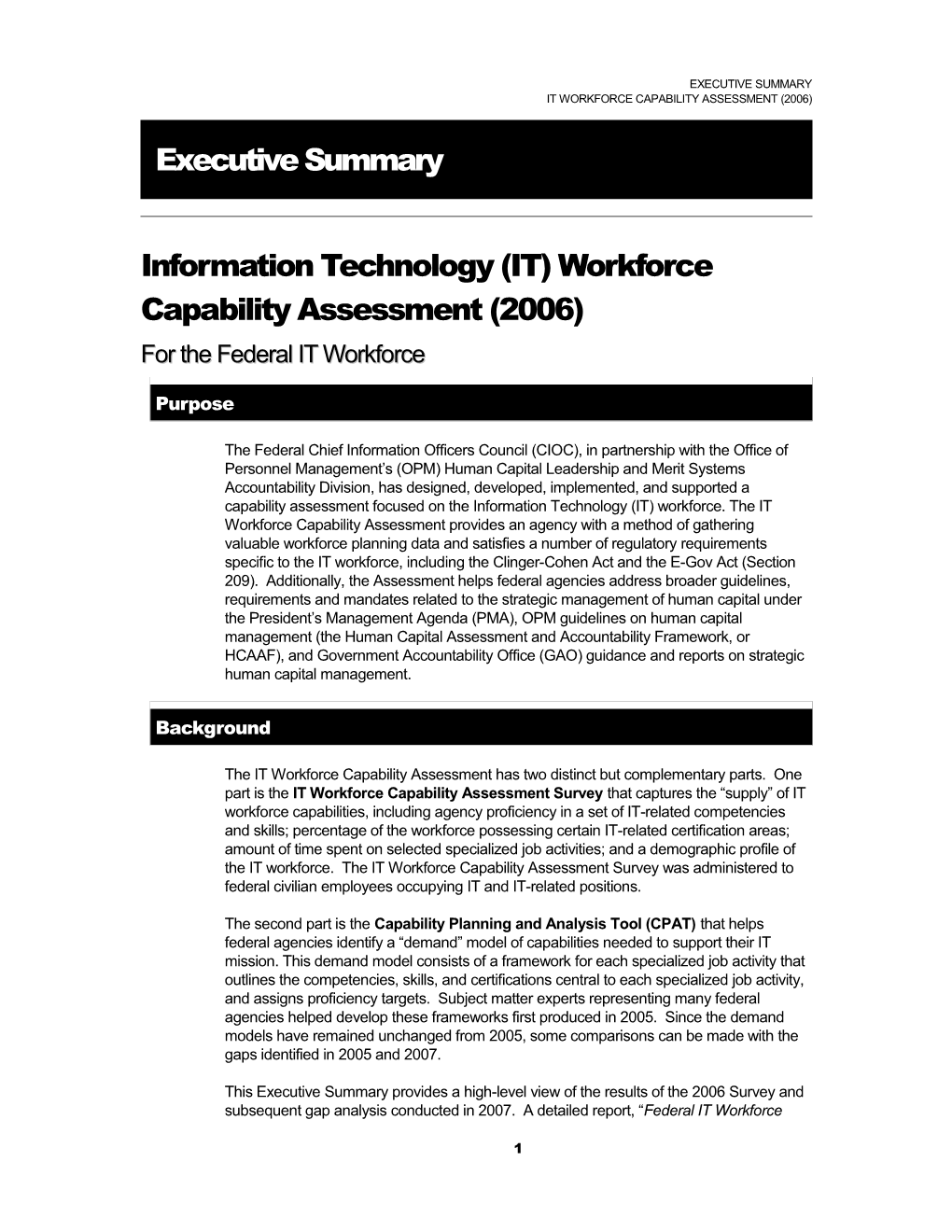 Information Technology (IT) Workforcecapability Assessment (2006)