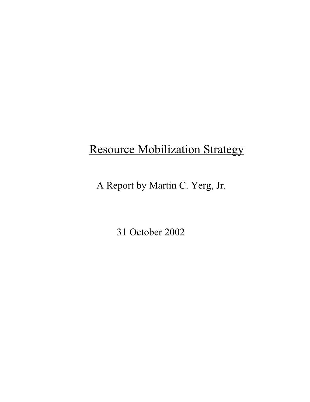 Resource Mobilization Strategy
