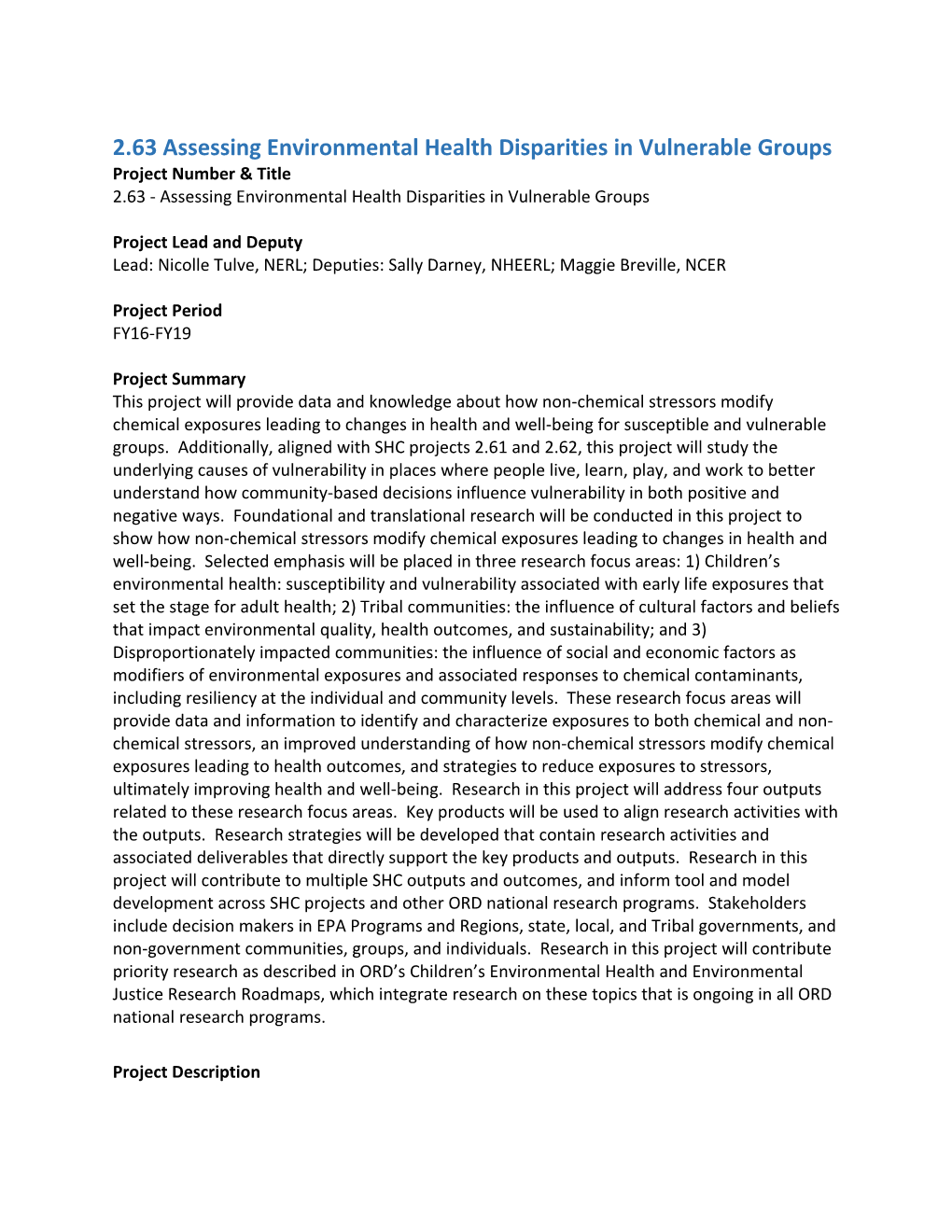 2.63Assessing Environmental Health Disparities in Vulnerable Groups