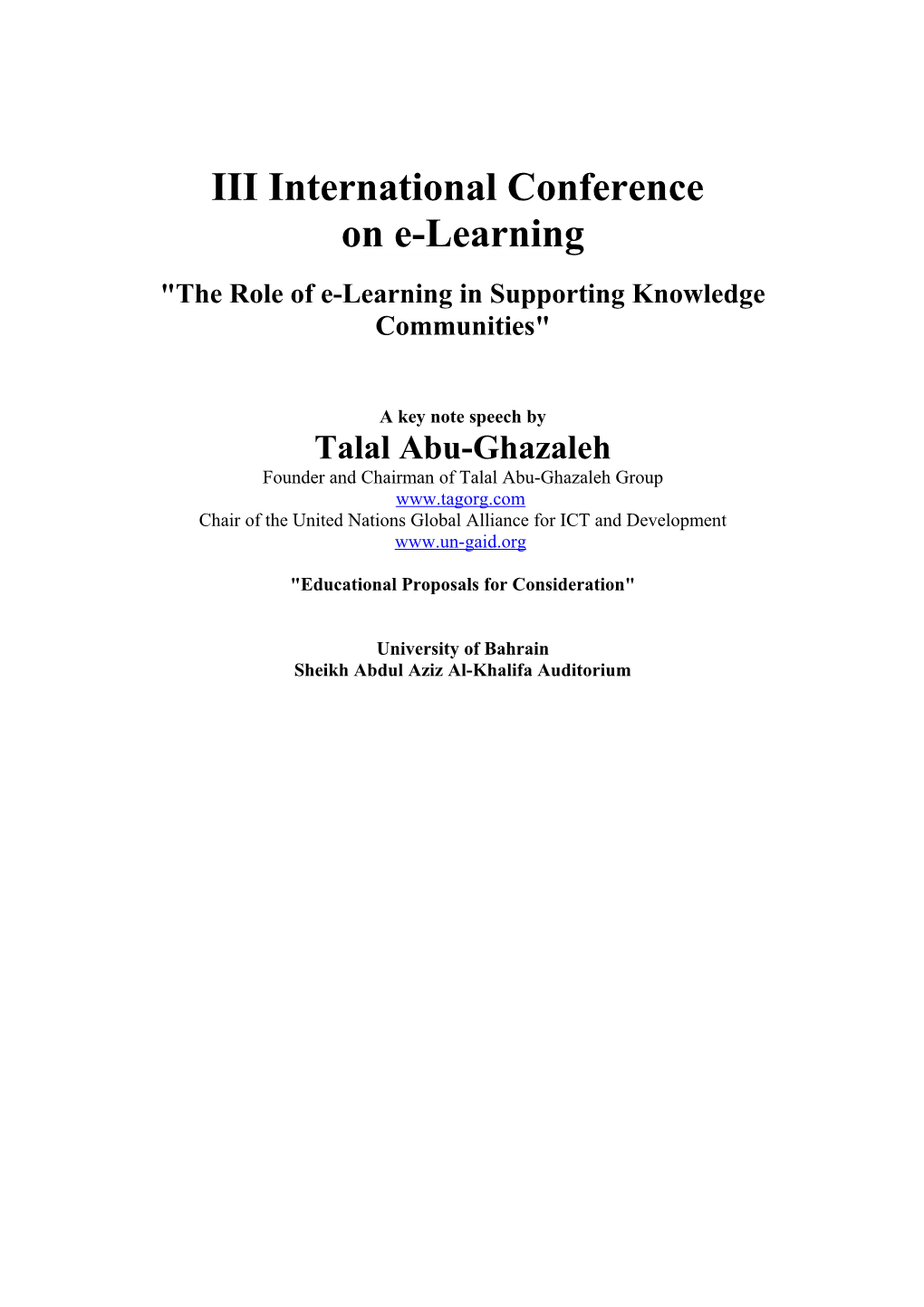 The Role of E-Learning in Supporting Knowledge Communities