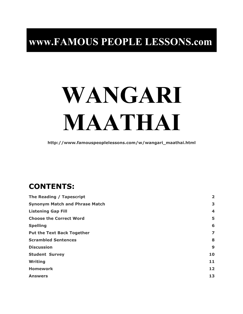 Famous People Lessons - Wangari Muta Maathai