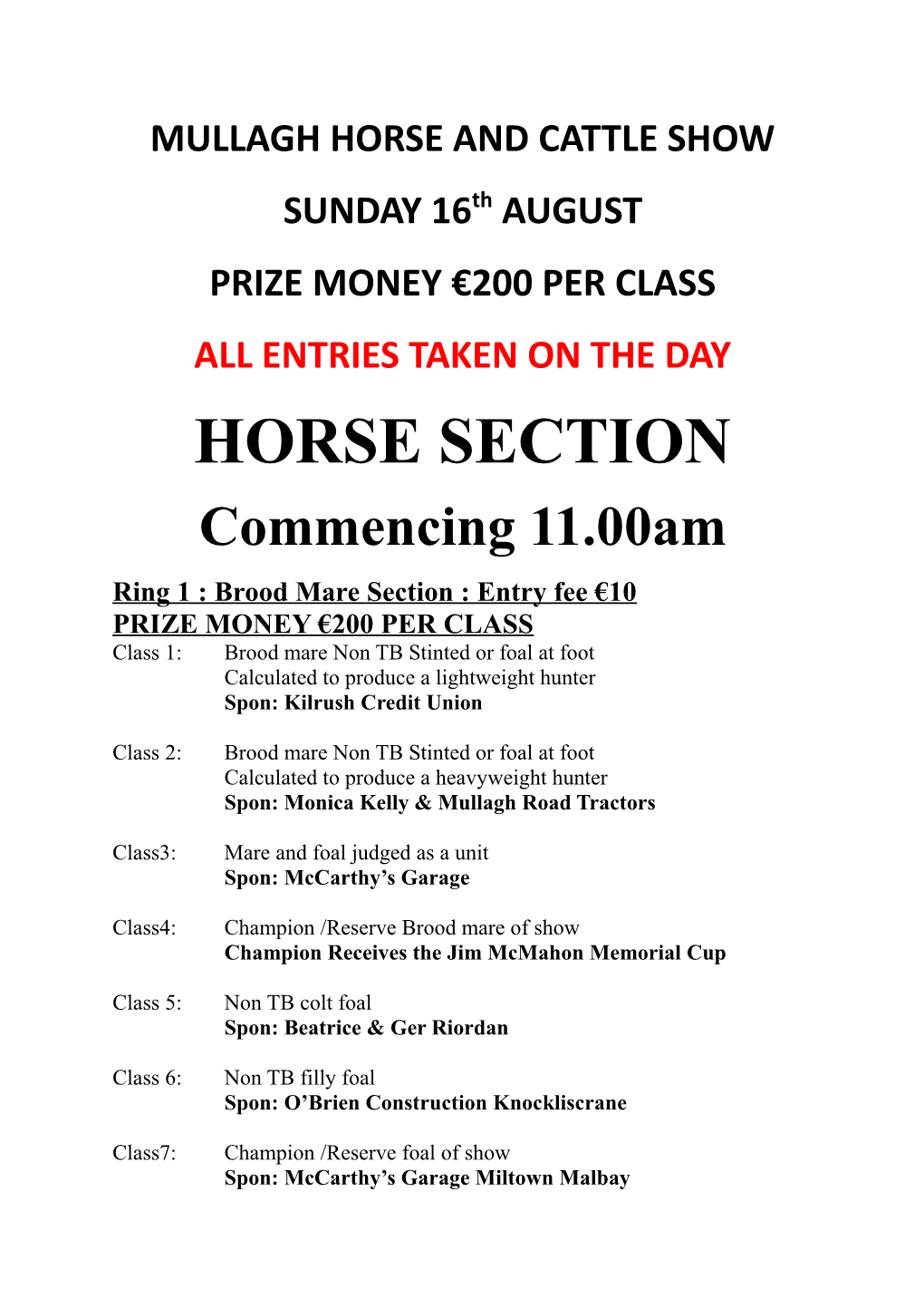 Mullagh Horse and Cattle Show