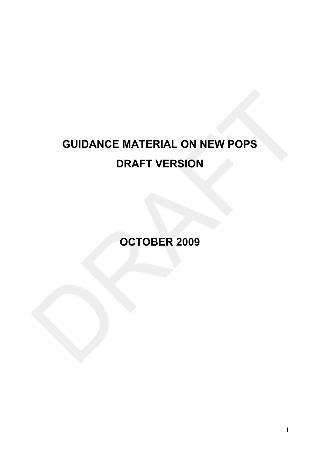 Guidance Material on New Pops