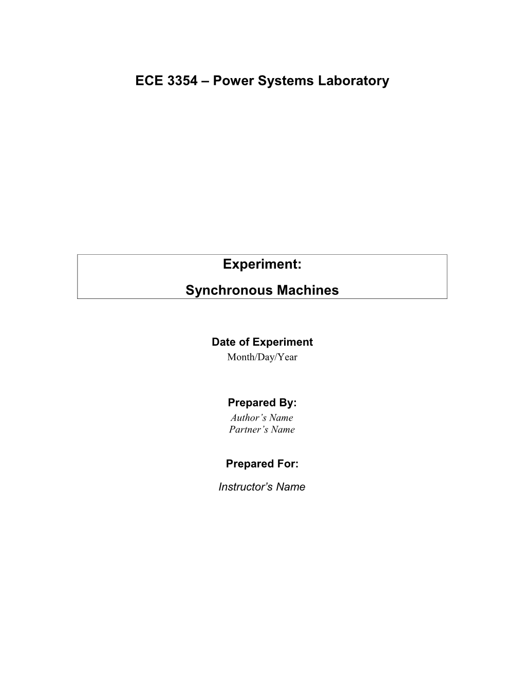 ECE 3354 Power Systems Laboratory