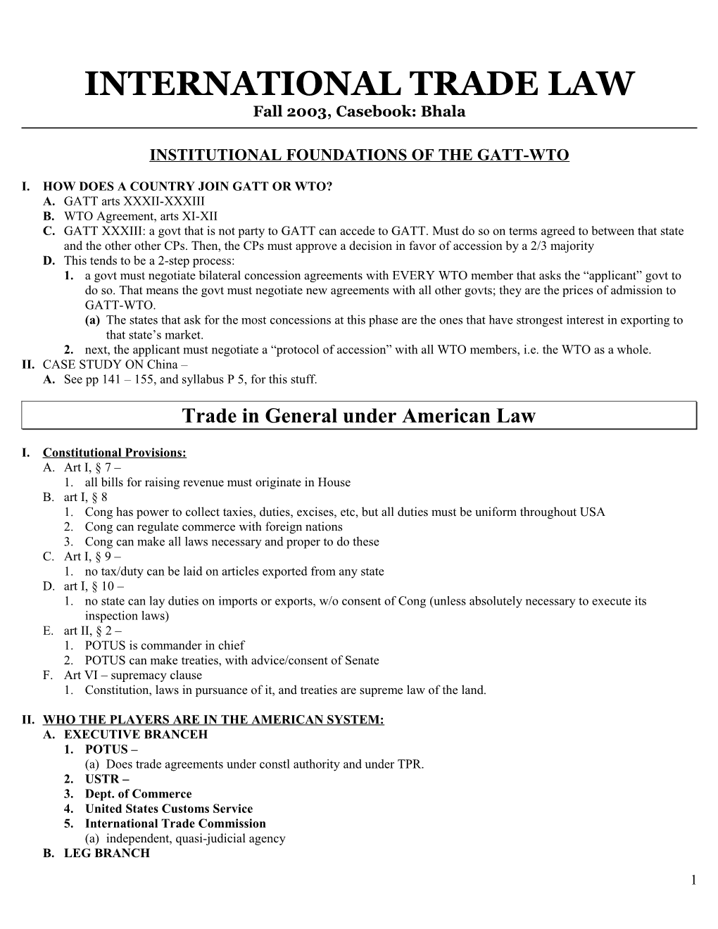 International Trade Law