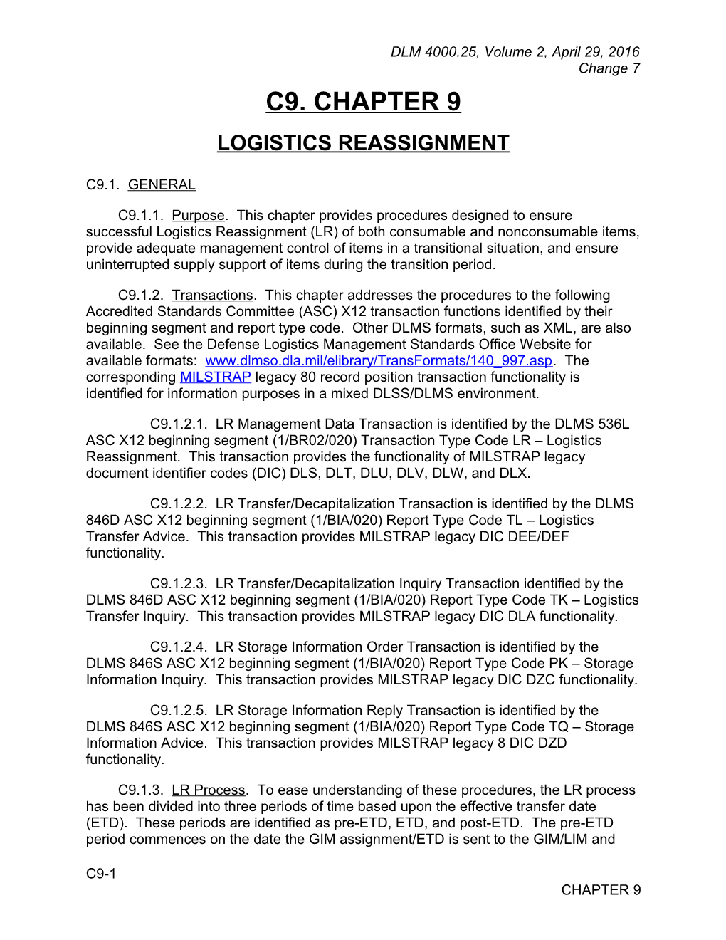 Chapter 9 - Logistics Reassignment