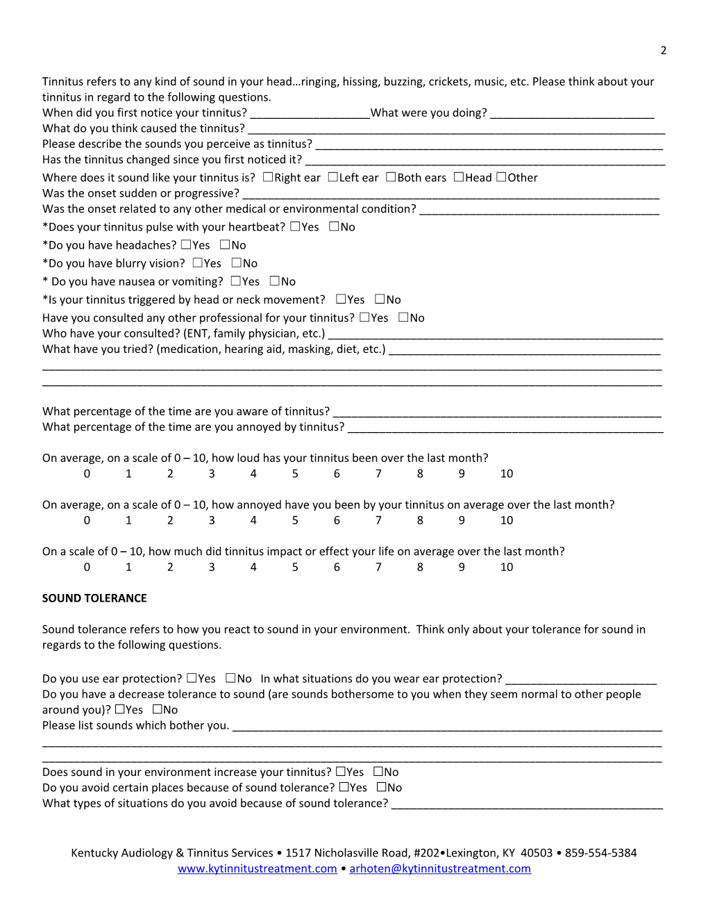 Initial Tinnitus Questionnaire