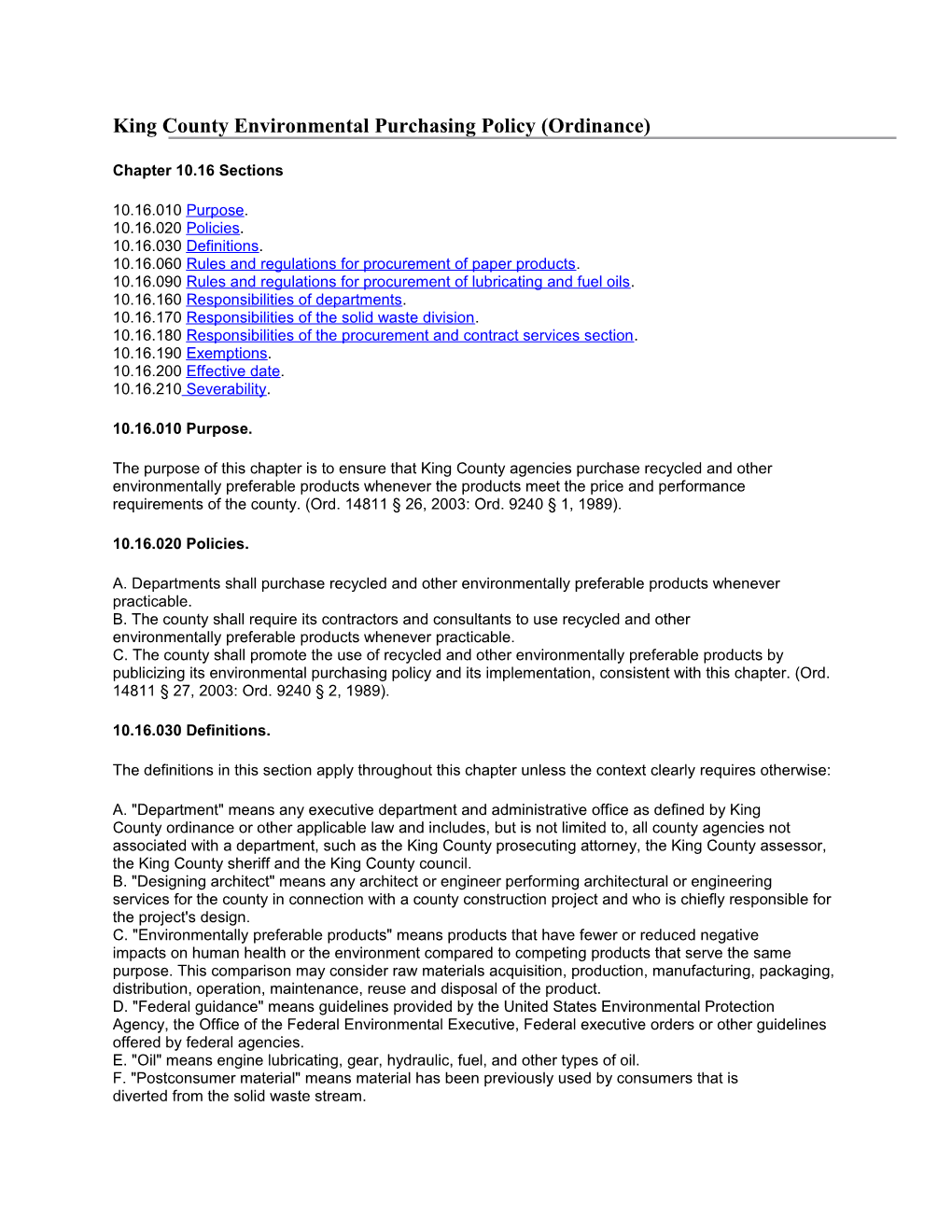 King County Environmental Purchasing Policy (Ordinance)