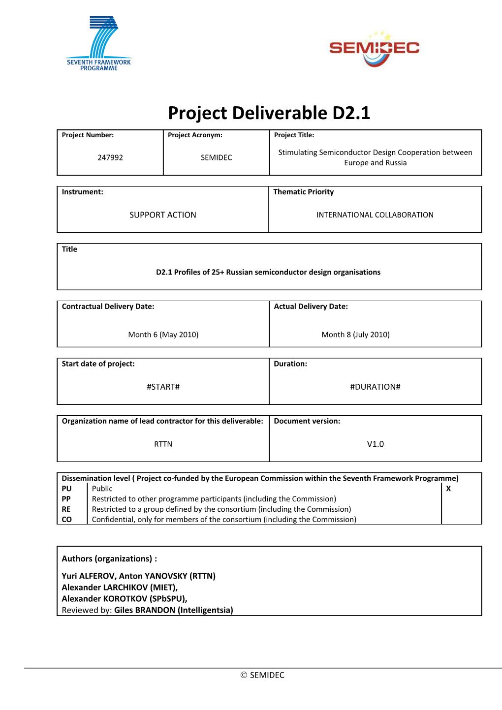 Deliverable D2.1 Profiles of 25+ Russian Semiconductor Design Organisations