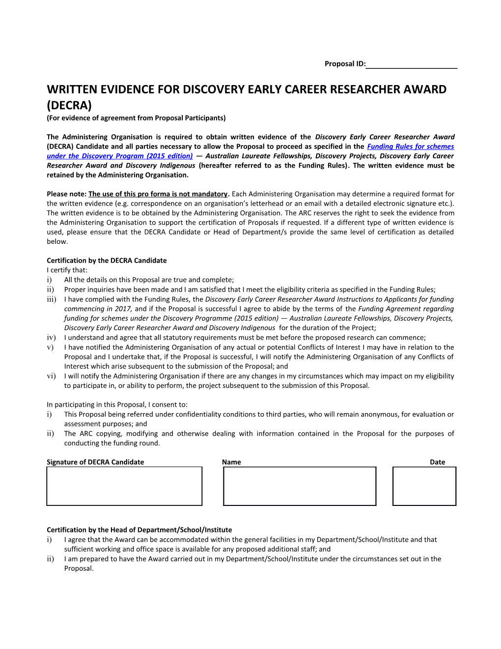 For Evidence of Agreement from Proposal Participants